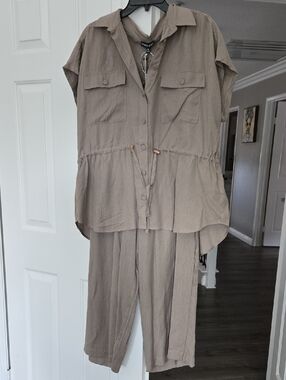 Relaxed Taupe Two Piece Pant Set
